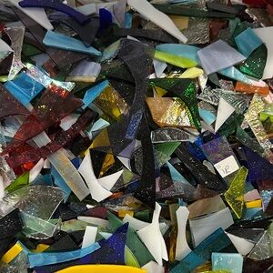 Mixed Stained Glass Mosaic Pieces, 1lb